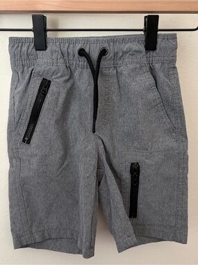 Cat & Jack Gray Elastic-Waist Pull-On Shorts with Black Drawstring
